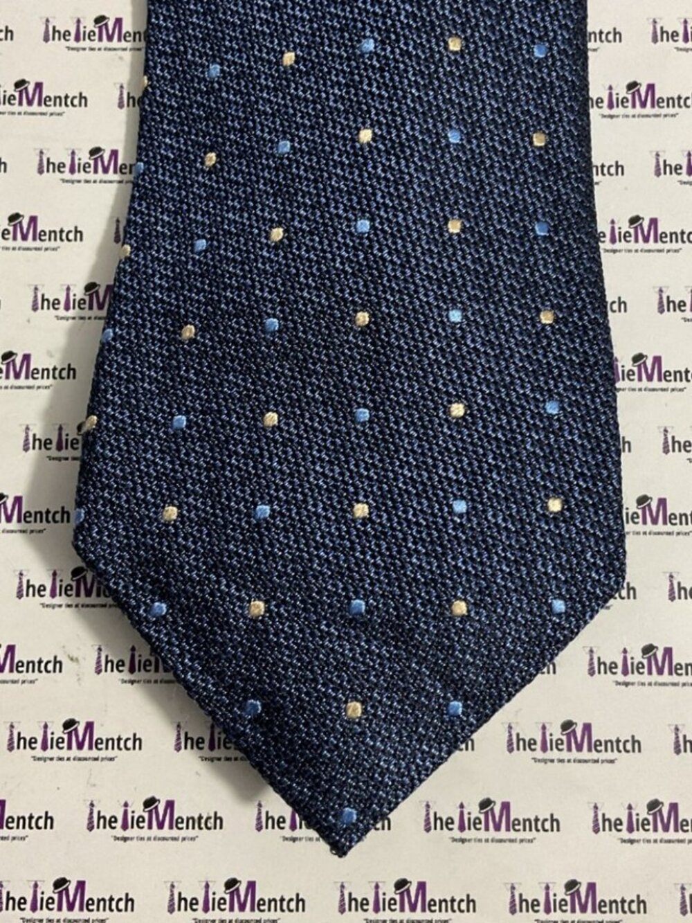 TASSO ELBA Silk Navy Polka Dot Tie 3.25”